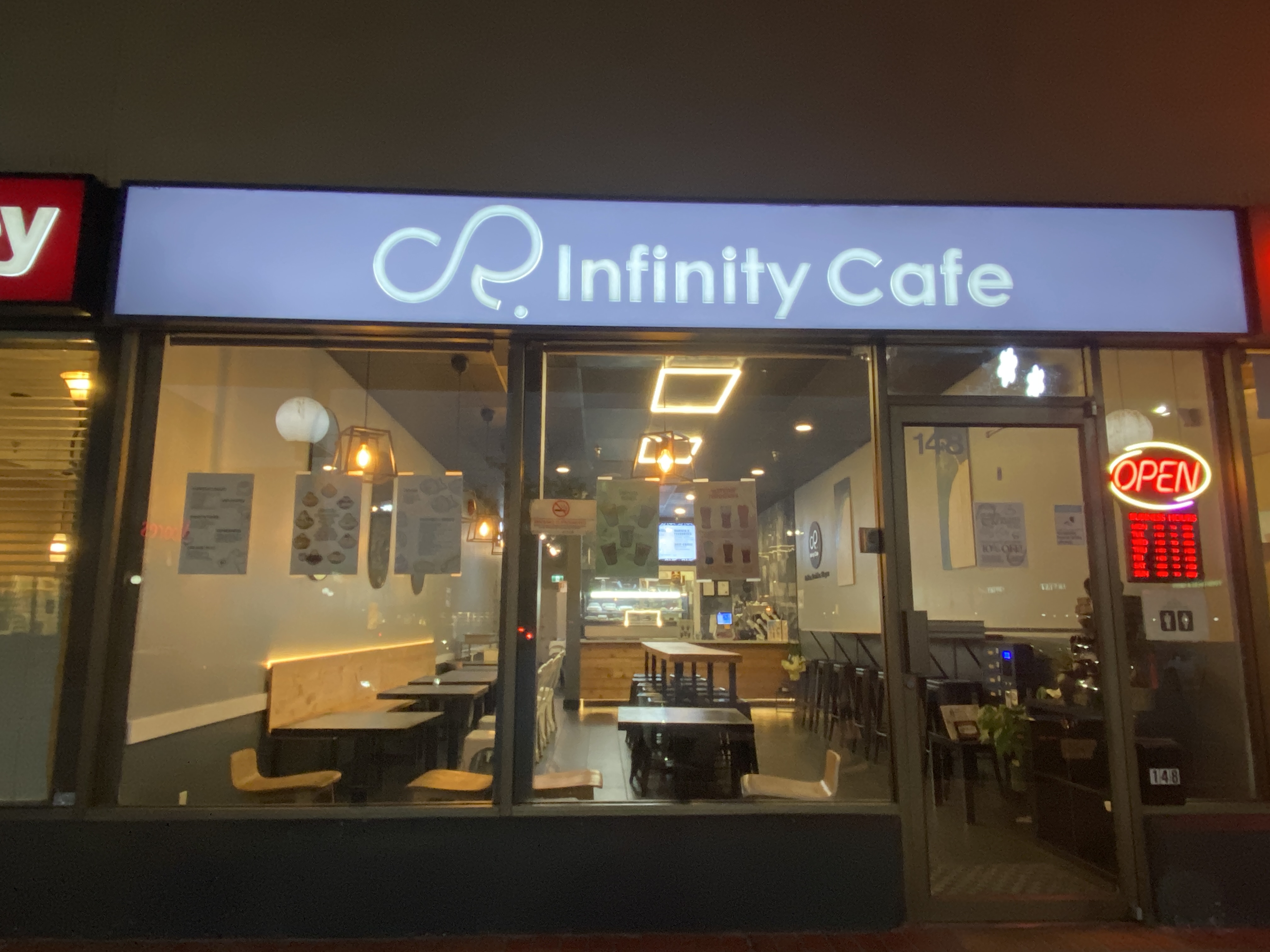 Infinity Cafe exterior in Surrey BC - welcoming atmosphere and premium coffee shop